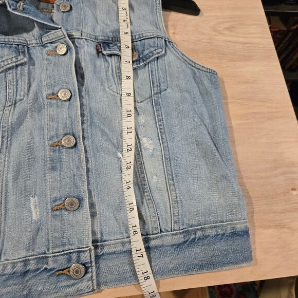 Levi's XX distressed denim vest sz M - Picture 6 of 10